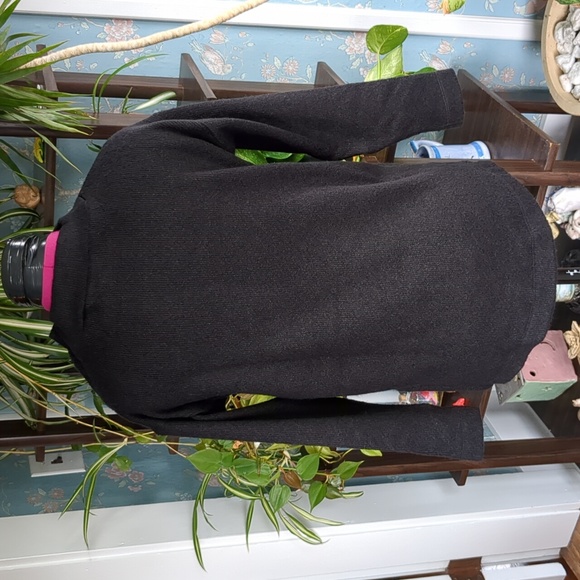 Loft Button Shoulder Tunic Length Vented Hem Sweater Black SP - Picture 2 of 11